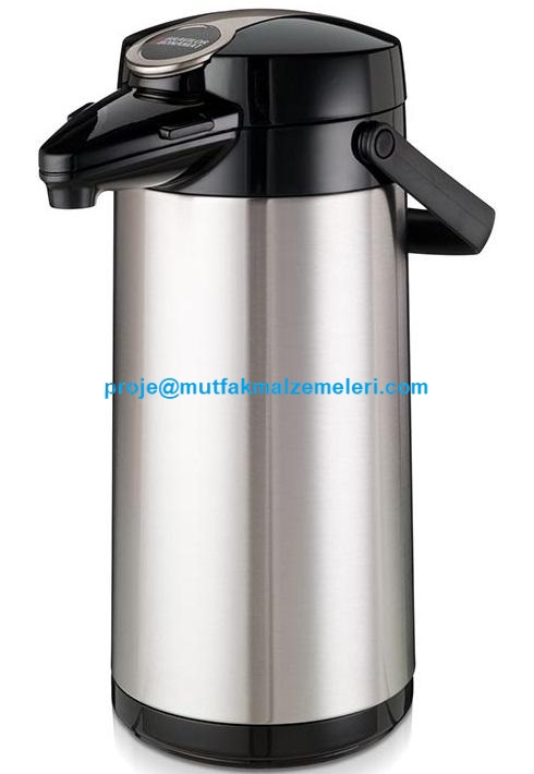 Bravilor TH ve RLX filtre kahve makineleriyle uyumlu 2.2 litrelik paslanmaz çelik pompalı çay kahve termosu. Ergonomik taşıma kolu, şık renk seçenekleri ve basmalı pompasıyla ofis, otel ve dış mekan ikramları için pratik ve dayanıklı bir çözümdür.