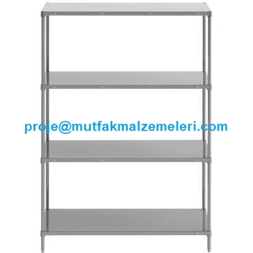 4 katlı paslanmaz çelik (inox) düz tablalı istifleme rafı. 53x91x183 cm ölçülerinde, demonte ayaklı, sanayi tipi mutfak ve kiler kullanımına uygun dayanıklı çelik raf modeli. #inoxraf #istifrafı #paslanmazraf #mutfakdüzeni #endüstriyelmutfak, Üreticisind