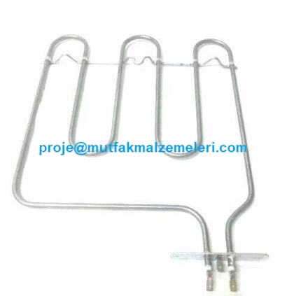 İmalatçısından Endüstriyel ve Ev Tipi Fırın Isıtma Rezistansı. Isıya dayanıklı özel alaşımlı metal boru yapısına sahip, montaj kulakçıklı profesyonel fırın ısıtıcı elemanı görseli. Fırın alt veya üst ısıtma bölümleriyle uyumlu orijinal yedek parça.