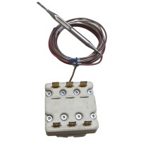 Ego 245 derece limitli sıfırlamalı trifaze termik termostat; sanayi tipi fritöz, fırın ve endüstriyel ısıtıcılarda aşırı ısınmayı önleyen klemensli emniyet parçasıdır. 6 klemensli bağlantı yapısı ve ısı algılayıcı sensör ucuyla güvenli kullanım sağlar.