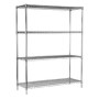 4 katlı 53x152x183 cm inox paslanmaz istifleme rafı. Görselde rafın sağlam 304 kalite çelik yapısı, yükseklik ayarı yapılabilen demonte dikmeleri ve hava sirkülasyonuna olanak tanıyan tel ızgara rafları sergilenmektedir.