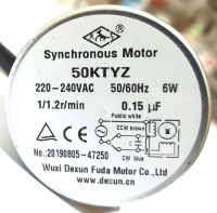 Dexun 50KTYZ senkron motor; 220-240V, 6W gücünde ve 1/1.2 devir hızına sahip, teknik verileriyle sanayi tipi buz makineleri için yüksek performanslı ve güvenilir bir asansör motoru çözümüdür.