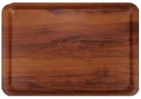 Özel preslenmiş lamineden üretilen 36x46 cm ahşap desenli servis tepsisi; ceviz, maun, birch, kayın, siyah ve krem renk alternatiflerine sahiptir.