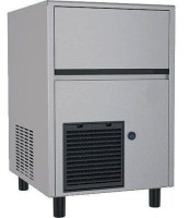 Paslanmaz çelik gövdeli, set altı kullanıma uygun, 500x580x690 mm ölçülerinde günlük 32 kg üretim kapasitesine sahip profesyonel bar tipi küp buz yapma makinesi.
