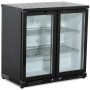 92 cm genişliğinde, siyah PVC kaplı galvaniz sac gövdeli tezgah altı şişe soğutucu. Dijital ekranlı, kilitli kapaklı ve fanlı soğutma sistemine sahip profesyonel bar buzdolabı. #bartipibuzdolabi #sisessogutucu