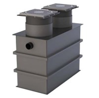 Polietilen malzemeden imal edilen, 450 kg ağırlığında ve 119x357x206 cm ölçülerinde sanayi tipi büyük yağ tutucusu. Kimyasallara, çürümeye ve UV ışınlarına karşı tam dirençli, 200 mm giriş-çıkış çapına sahip profesyonel zemin altı atık su mekanizması.