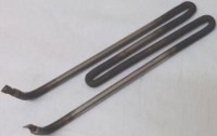 Buz makinesi evaporatör rezistansı; özel 17x3,5 cm boyutlarında kıvrımlı rezistans teli yapısı, ısı yalıtımlı bağlantı uçları ve montaja hazır formunu gösteren detaylı görünüm.