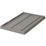 515x715 mm ölçülerinde, RAL7046 gri renkli endüstriyel YYPE plastik kasa kapağı görseli. Darbelere dayanıklı gövdesi, 50x70 cm kasalara tam oturan kanallı yapısı ve istifleme kolaylığı sağlayan profesyonel depolama ünitesi aksesuarı.