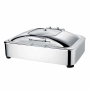 Şık dikdörtgen chafing dish sıcak servis için hazır.
