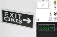 Yeşil zemin üzerine beyaz EXIT - ÇIKIŞ yazılı, LED aydınlatmalı, şarjlı acil çıkış yönlendirme tabelası. #exitlevhası #acilçıkışlambası #yangıngüvenliği #işgüvenliği