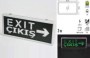 Yeşil zemin üzerine beyaz EXIT - ÇIKIŞ yazılı, LED aydınlatmalı, şarjlı acil çıkış yönlendirme tabelası. #exitlevhası #acilçıkışlambası #yangıngüvenliği #işgüvenliği