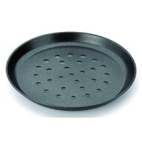 Pizza Pişirme Tavası, delikli aluminize çelik gövdesi ve profesyonel yapışmaz kaplamasıyla pizzaların daha pratik pişirilmesine yardımcı olur. Yuvarlak ve düz tabanlı tasarımıyla ev ve profesyonel mutfaklarda kullanıma uygundur.