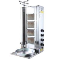 500x560x1090 mm ölçülerinde, 4 radyanlı, paslanmaz çelik gövdeli gazlı döner ocağı. Emniyet ventilli, ayarlanabilir şişli, 50 kg kapasiteli profesyonel döner pişirme makinesi.