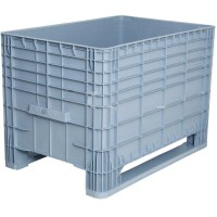 800x1200 mm ölçülerinde, altı ve yanları tamamen kapalı pabuçlu endüstriyel forklift kasası görseli. Dengeli taşıma sağlayan 2 pabuçlu taban mimarisi ve yüksek mukavemetli YYPE plastik gövde yapısını gösteren profesyonel ürün çekimi.