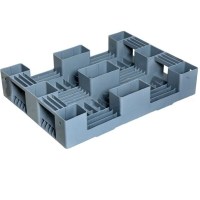 Dar alanlar için tasarlanmış, kapalı yüzeyli, 2 kızaklı 60x80 cm plastik palet.