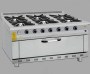 50x100 cm boyutlarında paslanmaz çelik gazlı fırınlı kuzine. Döküm üst ızgaralı, ergonomik tasarımlı, yüksek kalorili brülörlere sahip sanayi tipi mutfak kuzinesi. Restoran ve otel mutfakları için profesyonel pişirme ve fırınlama ekipmanı.