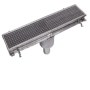 İmalatçısından 210x2502x160 mm boyutlarında, DN50/DN70 boru bağlantısına uygun, katı cisim süzgeci bulunan paslanmaz çelik inox hastane tipi yer ızgarası modeli üstten görünümü.