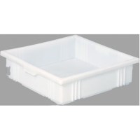 UV katkılı, kapalı gövdeli istiflenebilir plastik sandık. Gıda ve küçük parça depolama için hijyenik çözüm.