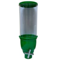 Yeşil renkli, silindirik pleksi kahve, krema ve şeker dispenseri, paslanmaz krom kapak ve musluklu, 1.5 kg kapasiteli, duvar montaj seti ile