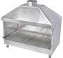 1900x600x1050 mm boyutlarında 304 kalite paslanmaz çelik kebapçı ocağı, kömürlü pişirme haznesi, kendinden davlumbazlı ve 3 parçalı ızgara sistemine sahip profesyonel mutfak mangalı.