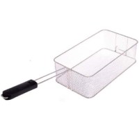 37x28x13 cm paslanmaz çelik endüstriyel kızartma sepeti. 13.5 litre iç hacim, sağlam örgü teli, önden asma kancası ve ısıya dayanıklı tutma sapı. Patates, tavuk ve köfte kızartmaları için profesyonel fritöz teli. Özel ölçü üretim fritöz sepeti imalatı ya