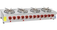 HMK-AMKNFOG 4 Motorlu Künefe Ocağı: 155x45x25 cm ölçülerinde, 12 tabak döner mekanizmalı, paslanmaz çelik gövdeli, emniyet valfli profesyonel sanayi tipi künefe pişirme mangalı. #EndüstriyelMutfak #KünefeMakinesi