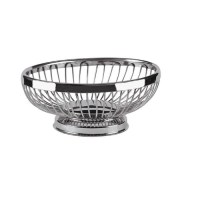 Oval paslanmaz ekmek sepeti, 304 kalite çelik tel gövdesiyle dayanıklı ve şık bir sunum çözümüdür. 20x15 cm ölçüsündeki sepet ekmek ve meyve servisinde kullanılabilir. El işçiliğiyle üretilmiş olup bulaşık makinesinde yıkanabilir.