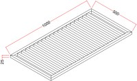 AISI 304 kalite paslanmaz çelikten üretilen 500x1000 mm boyutlarındaki 3 boyutlu teknik çizimli yer ızgarası; 25 mm yüksekliği ve kutu profil panelleriyle mutfak ile fabrika drenaj kanallarına tam oturarak uzun ömürlü kullanım sunar.