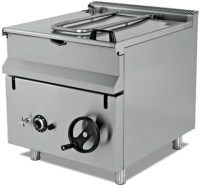 50 Litre iç hacim, 80x73x85 cm boyutlarında paslanmaz çelik gövde ve karşı ağırlıklı kapak tasarımı. Sanayi tipi mutfaklar için manuel kaldırma mekanizmalı devrilir tava görseli. #EndüstriyelPişirici