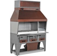 1600x750x2350 mm boyutlarında, monoblok davlumbazlı, paslanmaz ön tablalı ve kül çekmeceli sanayi tipi mangal. Elektrostatik boyalı antrasit gövdeye sahip ayarlanabilir havalandırmalı duvar tipi ızgara. #KömürlüIzgara