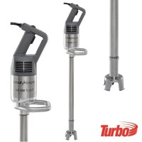 Robot Coupe MP 800 Turbo El Blenderi, 1000 W güçlü motoru, 740 mm karıştırma kolu ve 400 litreye kadar kazan kapasitesiyle yemek fabrikaları, catering işletmeleri ve büyük profesyonel mutfaklarda yoğun kullanıma uygundur.