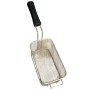 Önden kancalı profesyonel fritöz sepeti, 22,5x22,5x12,5 cm ölçüsü ve kalay kaplı tel yapısıyla sanayi tipi fritözlerde kullanılır. Büfe, restoran, cafe ve fast food işletmelerinde kızartma işlemleri için pratik bir yedek parçadır.