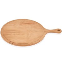 Yoğun restoran temposuna uygun üretilen pizza servis ahşabı, porselen tabaklar gibi terleme yapmaz ve hamurun yumuşamasını önler. Tek elle taşımayı kolaylaştıran ergonomik tutma sapıyla garsonlara hız kazandıran profesyonel ahşap sunumluk.