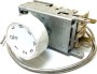 Uğur buzdolabı termostatı K50-L3420/001 modeli. Dik tip şişe soğutucu, meşrubat ve ayran dolabı için 7 kademeli soğukluk ayar termostatı. Paslanmaz kuyruklu hassas ısı algılayıcı sensör ve elektrik bağlantı uçlarını gösteren orijinal yedek parça görseli.