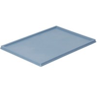 Gri renkli, tek kanallı tasarımına sahip 410x610 mm endüstriyel plastik kasa kapağı görseli. %100 birinci kalite YYPE malzemeden üretilmiş, istiflemeye uygun ve 40x60 cm taşıma arabalarıyla tam uyumlu yedek aksesuar ünitesi.