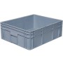 Gri renkli 50X60 taşıma kasası. Yanları ve altı kapalı profesyonel taşıma kutusu. 30 kg kapasiteli, 1. kalite plastik hammadde kullanılarak üretilmiş sanayi kasası. Tekstil, depolama, arşivleme sektörlerine uygun,iplik bobini ve yedek parça saklamak için