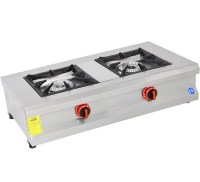 HMK-SOG 950 CE Profesyonel 2 Gözlü Tüplü Yemek Pişirme Ocağı. 90x50x25 cm paslanmaz çelik gövde, pik döküm ızgara ve 16 kW ısı gücü. Emniyet valfli ve termokupllu güvenlik sistemiyle restoran ve kafe mutfakları için ideal set üstü ocak.