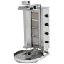 752x546x1152 mm ölçülerinde, 4 radyanlı, üstten motorlu, paslanmaz çelik gövdeli gazlı döner makinesi. Çift yöne dönebilen motor düzeneği, magnet emniyet ventilli musluklar ve ayarlanabilir döner şişi ile endüstriyel döner ocağı.