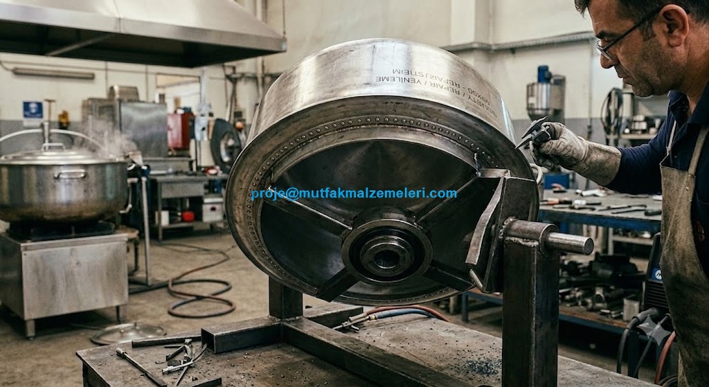 Tabanı ayrılmış 65x20 cm endüstriyel tencereleri yapıştırmalı sistemle tamir ediyor ve yeniliyoruz. Uzman teknik servisimizle eşit ısı dağılımı ve enerji tasarrufu sağlayan çözümler sunuyoruz. Tencerenizi kargo ile gönderip yenileyebilirsiniz.