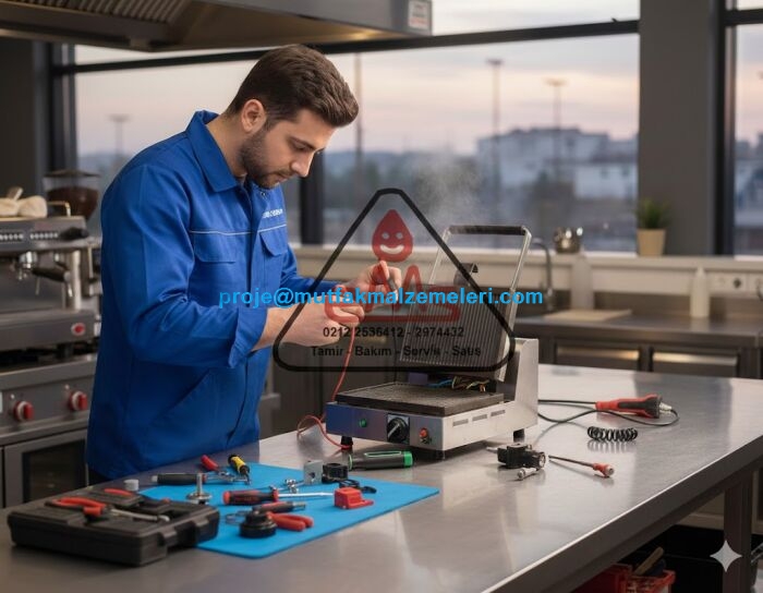 Sanayi tipi tost makinesi rezistans değişimi, termostat ayarı ve elektrik kaçağı onarımı uzmanlık alanımızdır. Ems Endüstriyel Mutfak Feriköy güvencesiyle atölye bazlı ekonomik tamir hizmeti. 81 vilayete hızlı kargo ve kaliteli yedek parça desteği ile yanınızdayız.